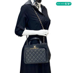 CHANEL Business Affinity Quilted Caviar Leather Shopping Tote Bag Black