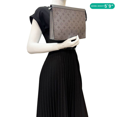 LOUIS VUITTON Voyage MM Monogram Eclipse Pouch Bag Gray