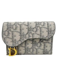 CHRISTIAN DIOR Saddle Oblique Canvas Card Holder Gray