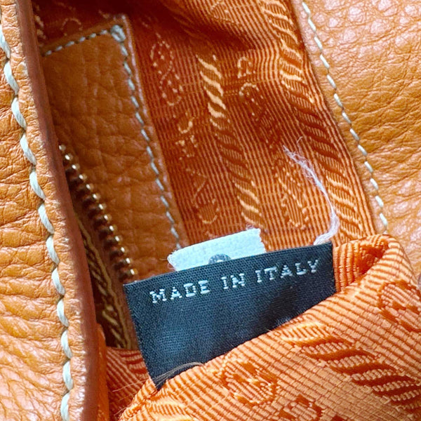 PRADA Vitello Daino Leather Hobo Bag Orange