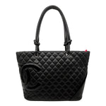 CHANEL Cambon Ligne Large Quilted Calfskin Leather Tote Bag Black