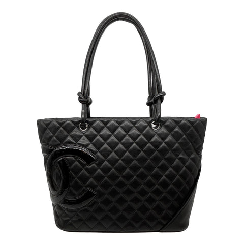 CHANEL Cambon Ligne Large Quilted Calfskin Leather Tote Bag Black