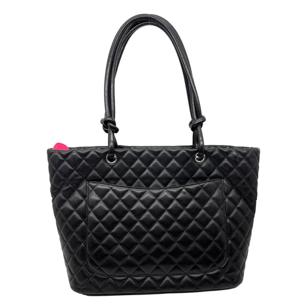 CHANEL Cambon Ligne Large Quilted Calfskin Leather Tote Bag Black