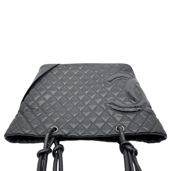 CHANEL Cambon Ligne Large Quilted Calfskin Leather Tote Bag Black
