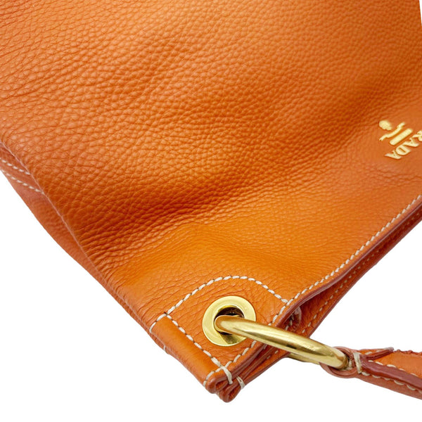 PRADA Vitello Daino Leather Hobo Bag Orange