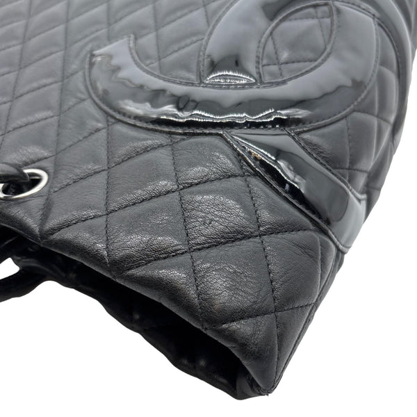 CHANEL Cambon Ligne Large Quilted Calfskin Leather Tote Bag Black