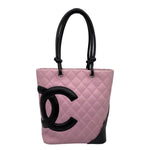 CHANEL Cambon Ligne Quilted Calfskin Leather Tote Bag Pink