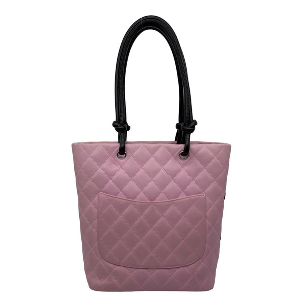 CHANEL Cambon Ligne Quilted Calfskin Leather Tote Bag Pink