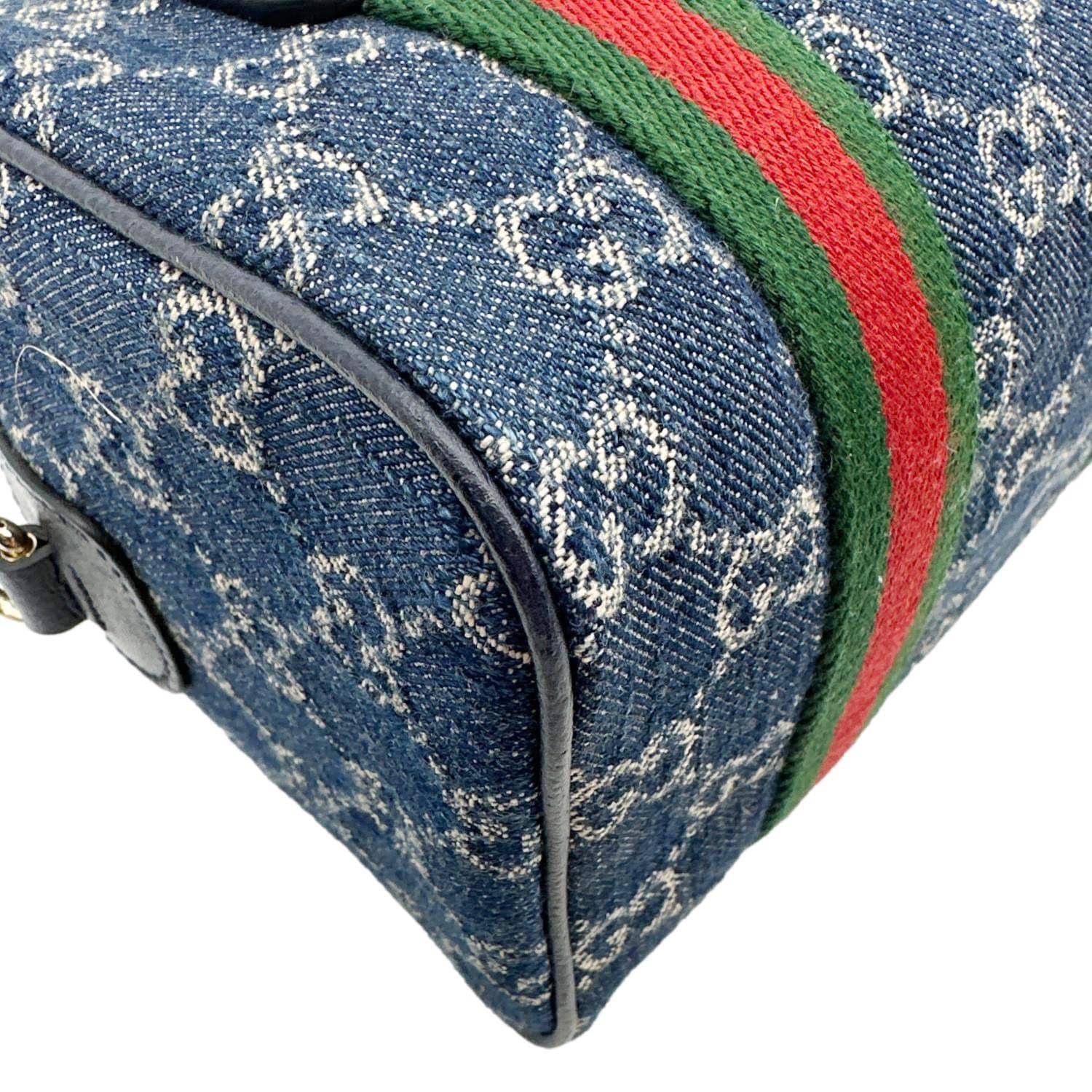 GUCCI Mini GG Blue Denim Shoulder Bag Blue 859975
