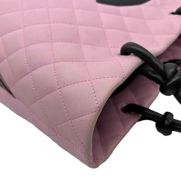CHANEL Cambon Ligne Quilted Calfskin Leather Tote Bag Pink
