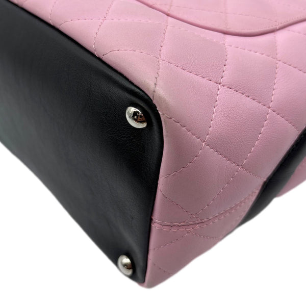 CHANEL Cambon Ligne Quilted Calfskin Leather Tote Bag Pink