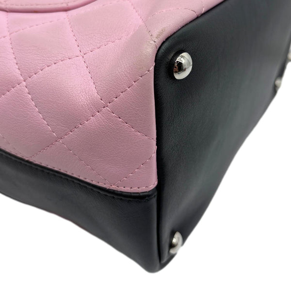CHANEL Cambon Ligne Quilted Calfskin Leather Tote Bag Pink
