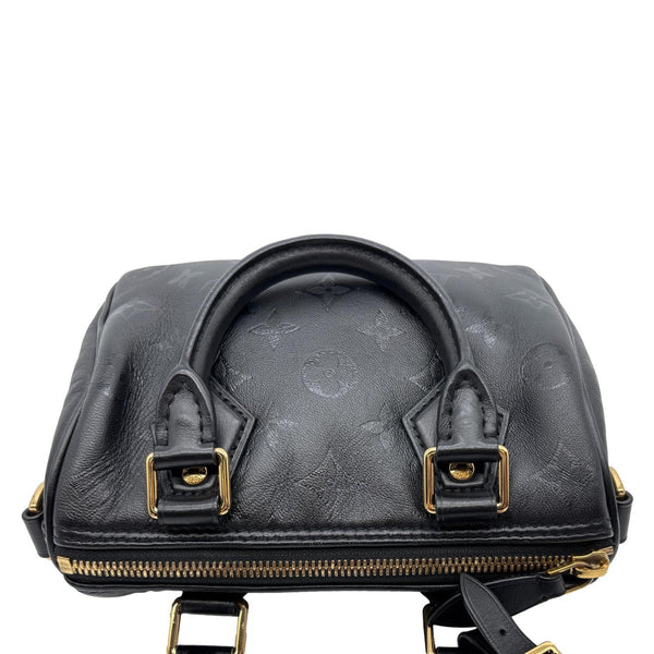 LOUIS VUITTON Speedy BB Monogram Ink Lambskin Leather Satchel Crossbody Bag Black