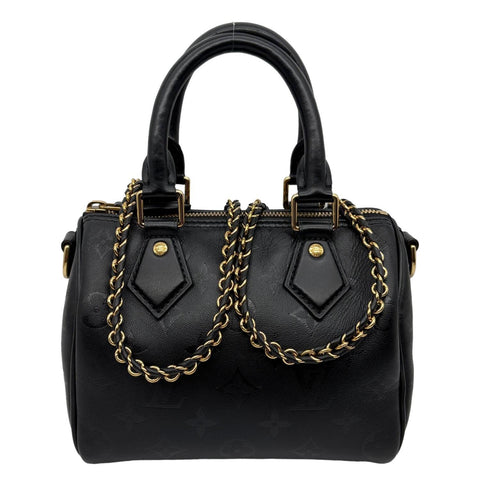 LOUIS VUITTON Speedy BB Monogram Ink Lambskin Leather Satchel Crossbody Bag Black