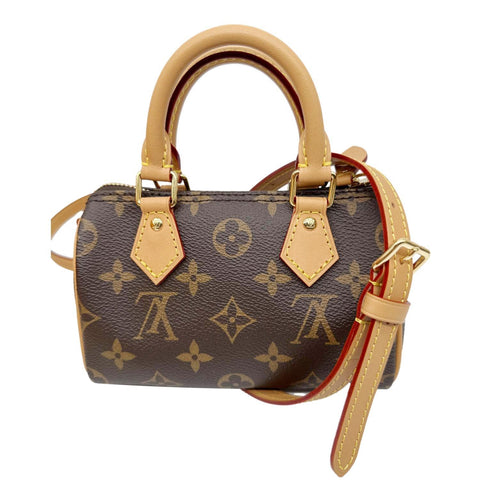 LOUIS VUITTON Nano Speedy Bandouliere Monogram Canvas Crossbody Bag Brown
