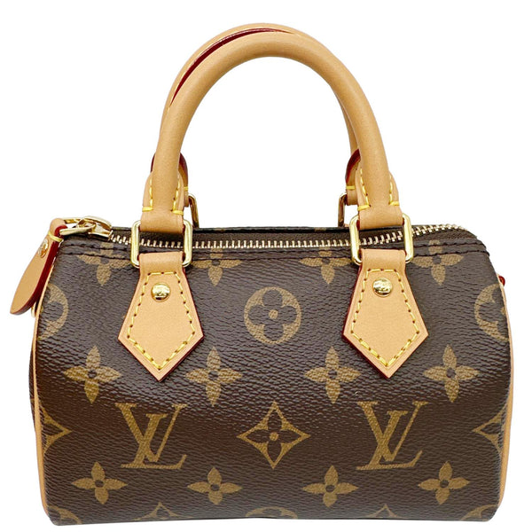 LOUIS VUITTON Nano Speedy Bandouliere Monogram Canvas Crossbody Bag Brown