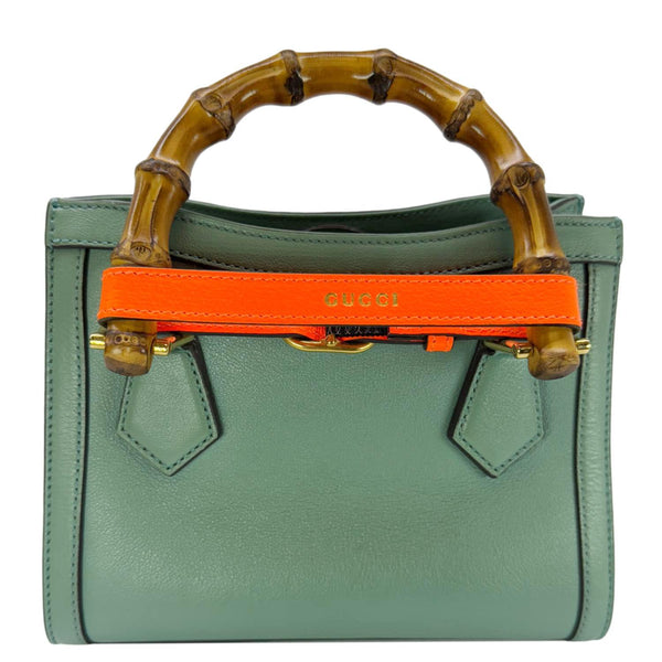 GUCCI Diana Bamboo Mini Leather Tote Bag Green 655661