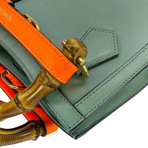 GUCCI Diana Bamboo Mini Leather Tote Bag Green 655661