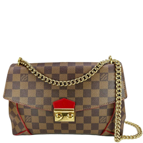 LOUIS VUITTON Caissa Damier Ebene Chain Clutch Shoulder Bag Brown