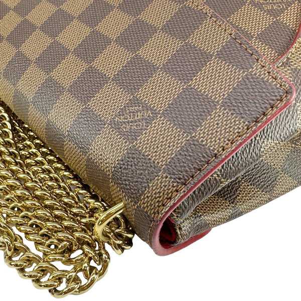 LOUIS VUITTON Caissa Damier Ebene Chain Clutch Shoulder Bag Brown