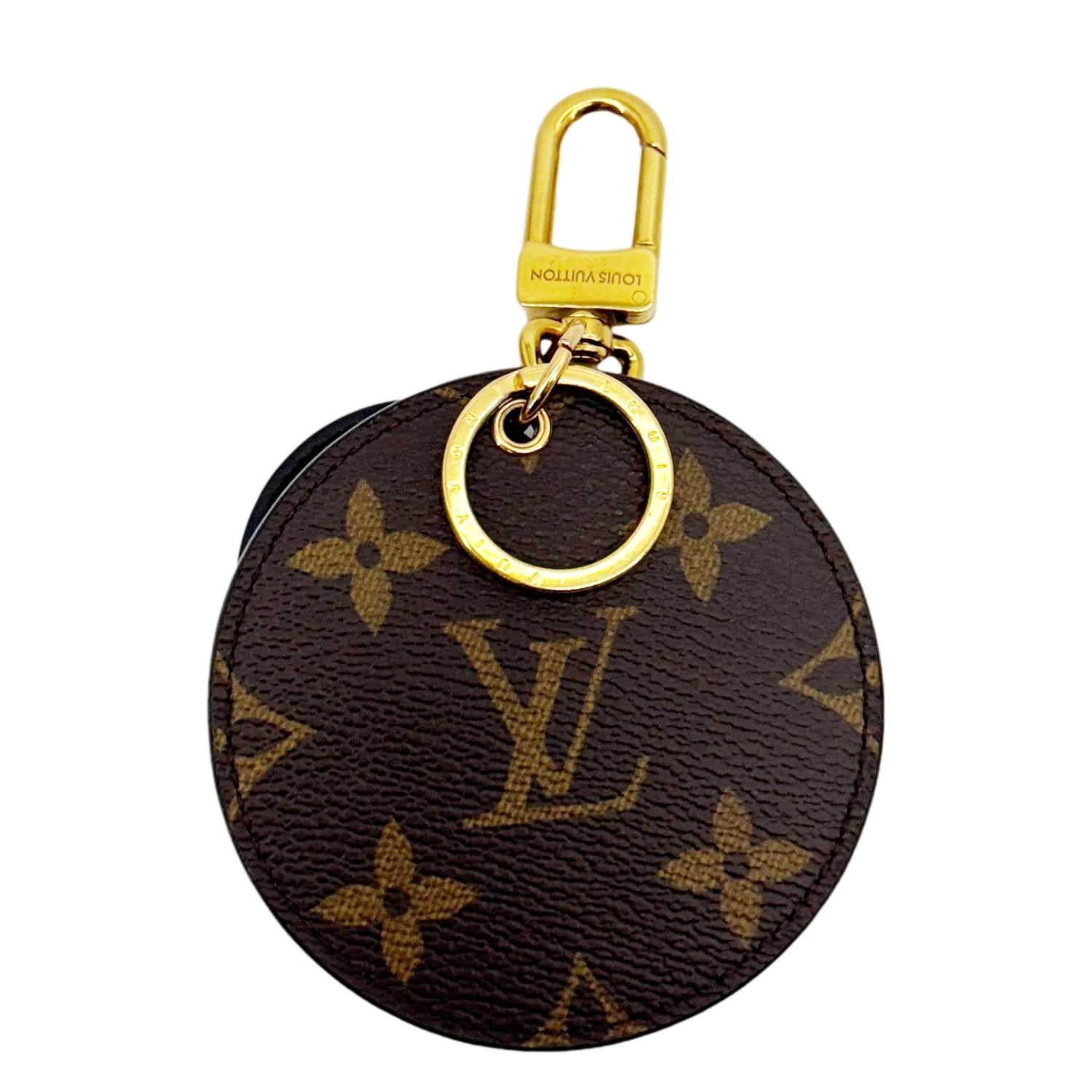 louis vuitton backpack bag charm navy monogram canvas LOUIS VUITTON Reverse Monogram Canvas Round Charm Key Holder Brown