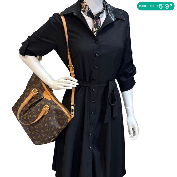 LOUIS VUITTON Palermo PM Monogram Canvas Shoulder Bag Brown