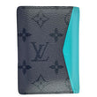 LOUIS VUITTON Pocket Organizer Monogram Eclipse Reverse Canvas Wallet Turquoise