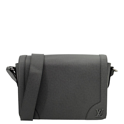 LOUIS VUITTON New flap Taiga Leather Messenger Bag Gray