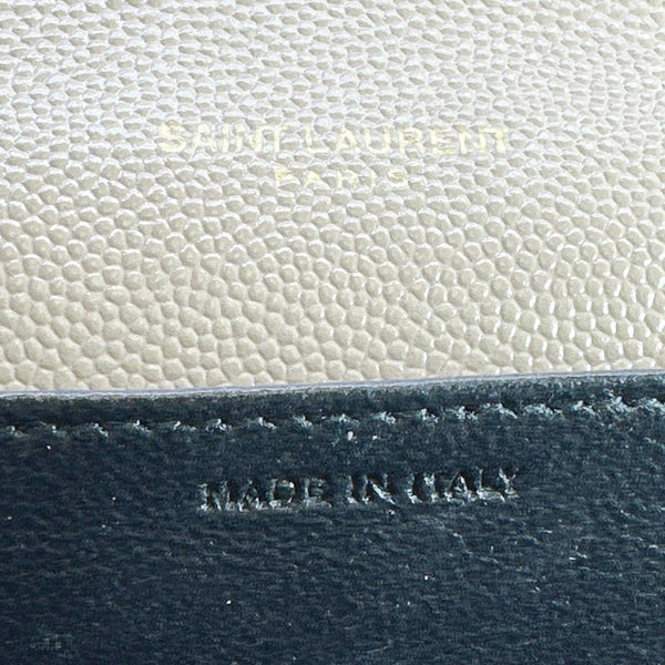 YVES SAINT LAURENT Uptown Grain De Poudre Leather Chain Wallet Cream