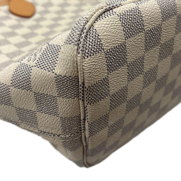 LOUIS VUITTON Neverfull MM Damier Azur Tote Bag White