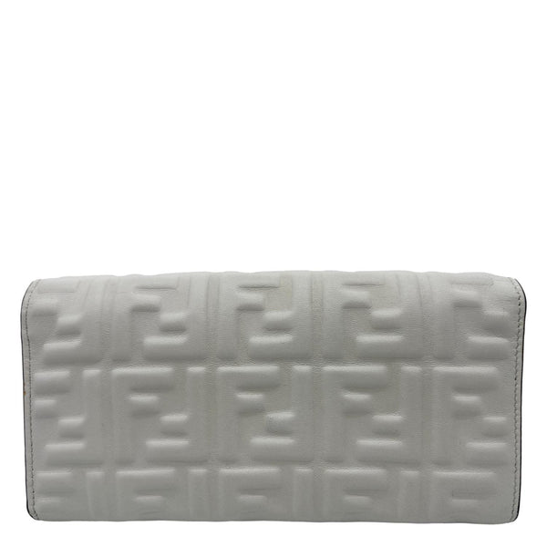 FENDI Baguette Embossed FF Nappa Leather Continental Wallet Off White