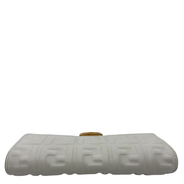 FENDI Baguette Embossed FF Nappa Leather Continental Wallet Off White