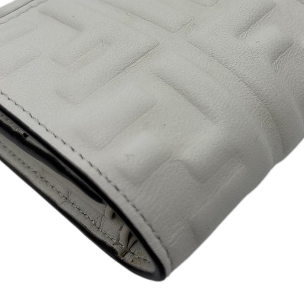 FENDI Baguette Embossed FF Nappa Leather Continental Wallet Off White