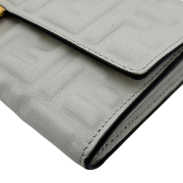 FENDI Baguette Embossed FF Nappa Leather Continental Wallet Off White