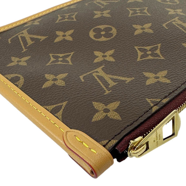 LOUIS VUITTON CarryAll MM Pochette Monogram Canvas Wristlet Brown