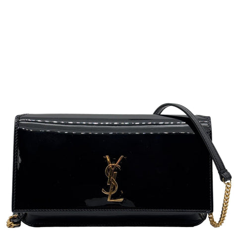 YVES SAINT LAURENT Patent Leather Phone Holder Black