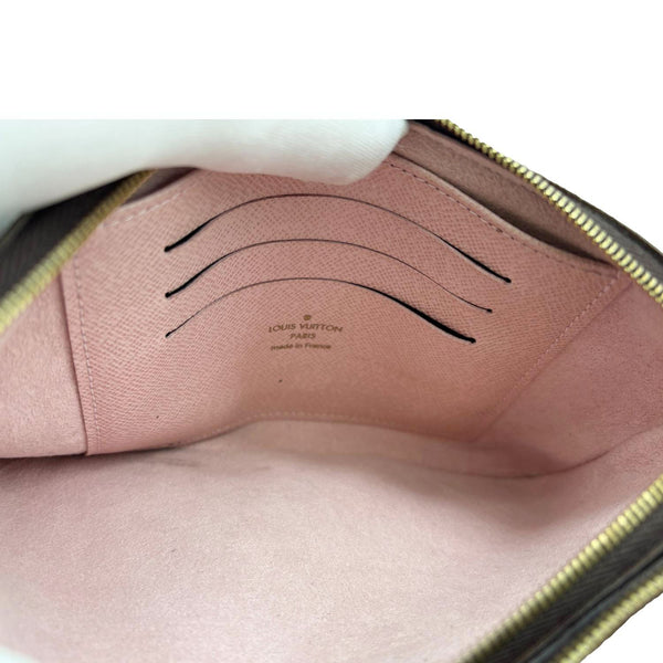 LOUIS VUITTON Christmas Animation Monogram Canvas Double Zip Pochette Bag Brown
