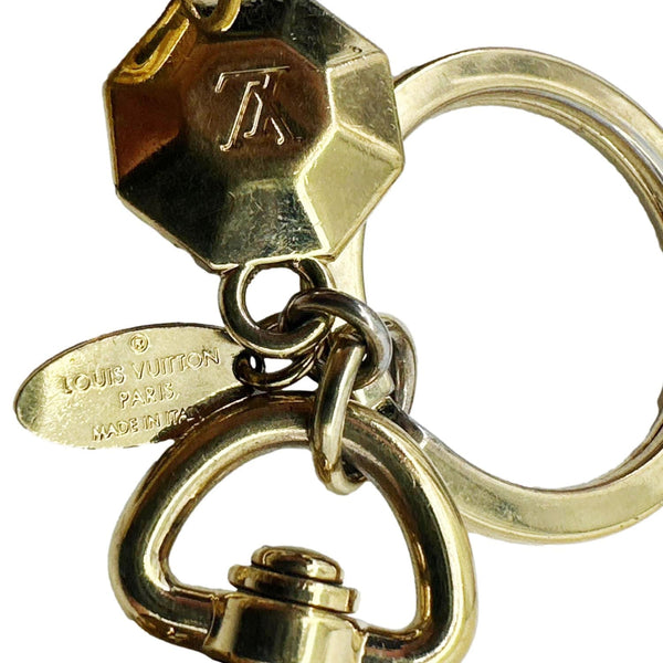 LOUIS VUITTON Facettes Metal Bag Charm Key Holder Gold