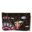 LOUIS VUITTON Christmas Animation Monogram Canvas Double Zip Pochette Bag Brown