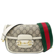 GUCCI Horsebit 1955 Flap Small Beige  GG Supreme Canvas Shoulder Bag