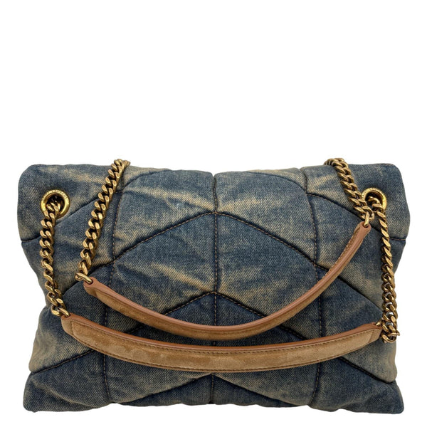 YVES SAINT LAURENT Loulou Puffer Small Quilted Denim Shoulder Bag Blue