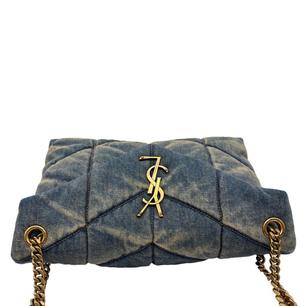 YVES SAINT LAURENT Loulou Puffer Small Quilted Denim Shoulder Bag Blue
