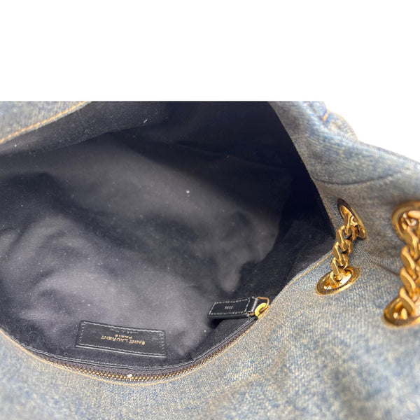YVES SAINT LAURENT Loulou Puffer Small Quilted Denim Shoulder Bag Blue