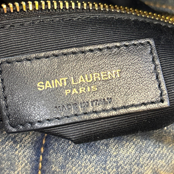 YVES SAINT LAURENT Loulou Puffer Small Quilted Denim Shoulder Bag Blue