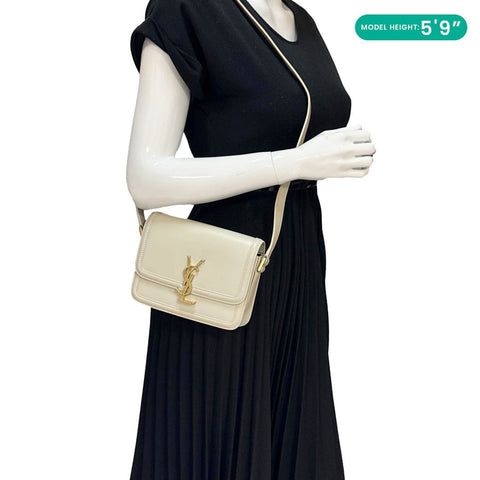 YVES SAINT LAURENT Solferino Small Calfskin Leather Shoulder Bag Beige