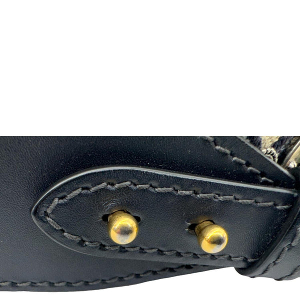 CHRISTIAN DIOR Studded Oblique Embroidered Denim Strap Navy Blue