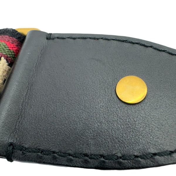 CHRISTIAN DIOR Studded Oblique Embroidered Denim Strap Navy Blue