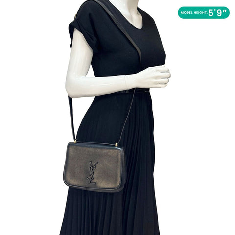 YVES SAINT LAURENT Spontini Calfskin Leather Crossbody Bag Black