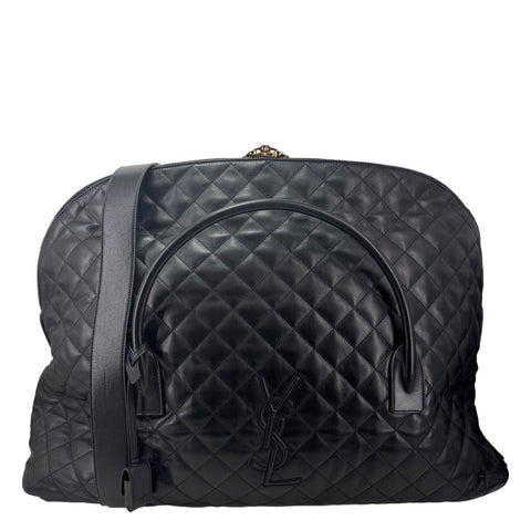 YVES SAINT LAURENT Giant Calfskin Quilted Leather Travel Bag Black
