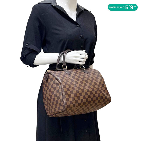 LOUIS VUITTON Speedy 30 Damier Ebene Satchel Bag Brown